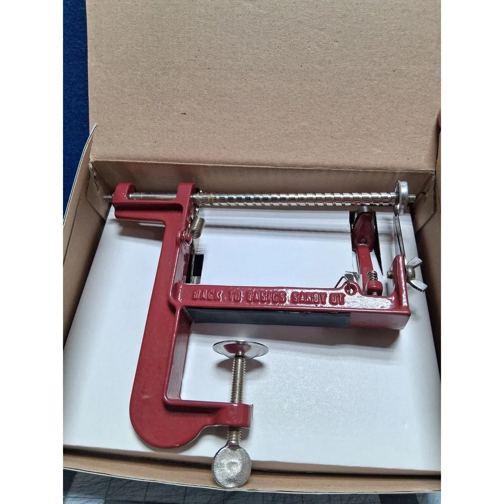 Back to‎ Basics Peel Away Apple Potato Peeler Red Cast Iron Clamp On A501